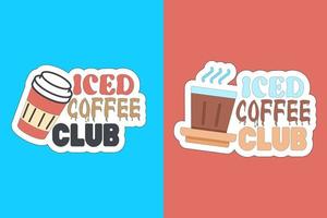 bevroren koffie stickers vector ontwerp Aan kleurrijk achtergrond