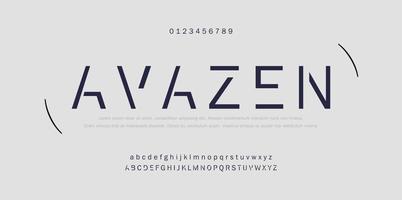 modieus alfabet brieven. typografie toekomst creatief ontwerp concept fonts en nummers. vector illustratie.