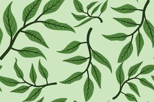 groen blad patroon, fabriek patroon, illustratie, vrouwen lang jurk patroon, mode, vector