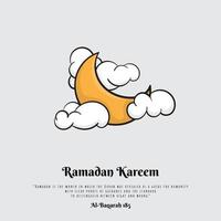 halve maan maan in tekenfilm ontwerp met wit wolk voor Ramadan kareem sjabloon ontwerp vector