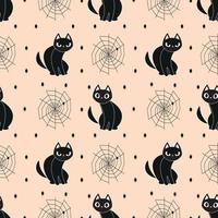 naadloos haloween patroon met zwart katten vector