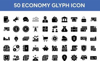 economie glyph icoon reeks vector