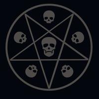 occulte teken met pentagram schedel, grunge wijnoogst ontwerp t overhemden vector