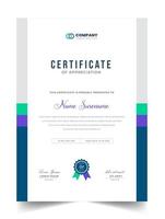 abstract schoon professioneel certificaat van waardering sjabloon. diploma modern certificaat met kenteken. elegant bedrijf diploma lay-out voor opleiding diploma uitreiking of Cursus voltooiing. vector