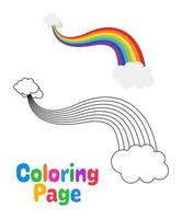 kleur bladzijde met regenboog voor kinderen vector