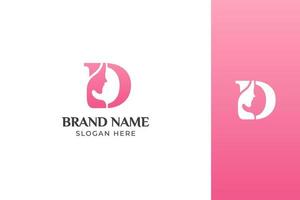 brief schoonheid gezicht roze logo ontwerp vector