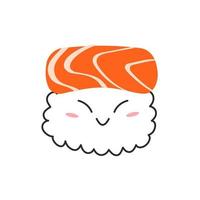 schattig Zalm sushi tekenfilm illustratie Japans voedsel. vector voorraad illustratie geïsoleerd Aan wit achtergrond in vlak stijl