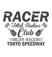 renner t-shirt ontwerp renner totaal badass club auto ras Tokio speedwa vector