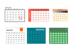 Afdrukbare maandelijkse kalender sjabloon Vector