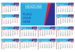 Afdrukbare maandelijkse kalender Vector