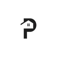 brief p huis gebouw architectuur. vector logo icoon