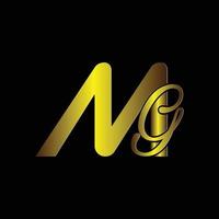 mg brief logo gouden kleur ontwerp, elegant logo doopvont vector