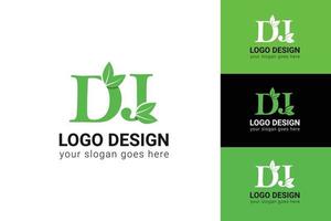 dj brieven eco logo met blad. vector lettertype voor natuur affiches, eco vriendelijk embleem, veganistisch identiteit, kruiden en botanisch kaarten enz. ecologie dj brieven logo met blad.