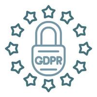 gdpr rechtszaak lijn twee kleur icoon vector