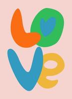 Hand van letters uitdrukking ik liefde jij. retro jaren 60, jaren 70 ontwerp. vector element voor groet kaart, sociaal media na. liefde, romantiek, valentijnsdag dag concept