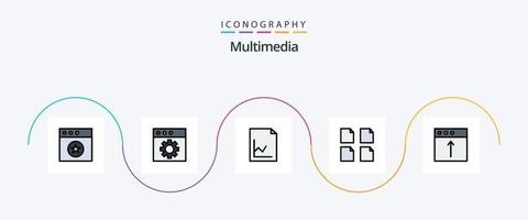 multimedia lijn gevulde vlak 5 icoon pak inclusief . uploaden. grafiek. Mac. app vector