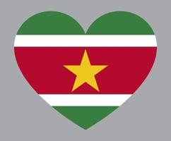 vlak hart vormig illustratie van Suriname vlag vector