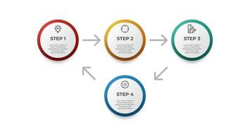 4 looping points van stappen diagram lay-out, bedrijf infographic element sjabloon vector