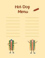 heet hond menu vector kaart illustratie