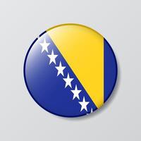 glanzend knop cirkel vormig illustratie van Bosnië en herzegovina vlag vector
