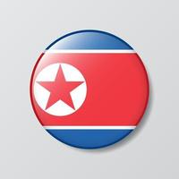 glanzend knop cirkel vormig illustratie van noorden Korea vlag vector