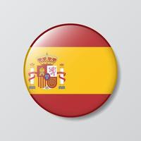 glanzend knop cirkel vormig illustratie van Spanje vlag vector