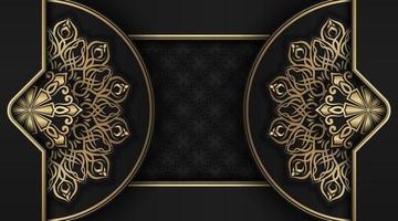 zwart achtergrond met gouden mandala ornament vector