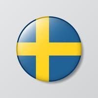 glanzend knop cirkel vormig illustratie van Zweden vlag vector