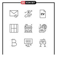 voorraad vector icoon pak van 9 lijn tekens en symbolen voor illustratie ontwerp liefdadigheid creëren hoog school- bewerkbare vector ontwerp elementen