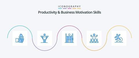produktiviteit en bedrijf motivatie vaardigheden blauw 5 icoon pak inclusief mentor. aanmoedigen. vrijheid. beheer. menselijk vector