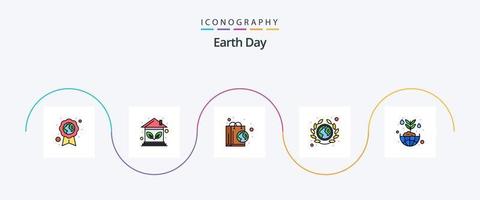 aarde dag lijn gevulde vlak 5 icoon pak inclusief milieu bescherming. geologie. tas. geografie. gemeenschap vector