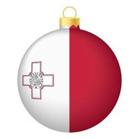 Kerstmis boom bal met Malta vlag. icoon voor Kerstmis vakantie vector