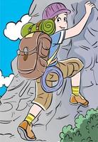 klimmer klimt een berg. tekenfilm vector illustratie