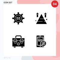 modern reeks van 4 solide glyphs pictogram van instelling top mail land- bouw bewerkbare vector ontwerp elementen