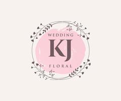 kj initialen brief bruiloft monogram logos sjabloon, hand- getrokken modern minimalistisch en bloemen Sjablonen voor uitnodiging kaarten, opslaan de datum, elegant identiteit. vector