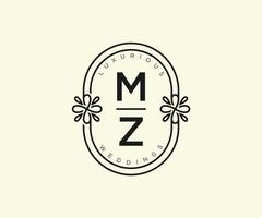 mz initialen brief bruiloft monogram logos sjabloon, hand- getrokken modern minimalistisch en bloemen Sjablonen voor uitnodiging kaarten, opslaan de datum, elegant identiteit. vector