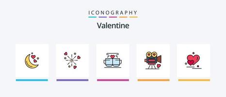 Valentijn lijn gevulde 5 icoon pak inclusief liefde. valentijnskaarten. liefde. valentijn. voorstellen. creatief pictogrammen ontwerp vector