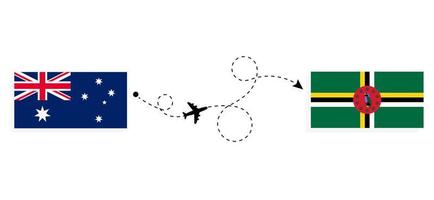vlucht en reizen van Australië naar dominica door passagier vliegtuig reizen concept vector