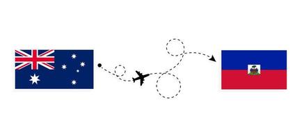 vlucht en reizen van Australië naar Haïti door passagier vliegtuig reizen concept vector