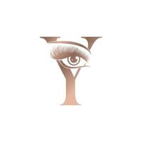 luxe schoonheid oog wimpers logo brief y vector