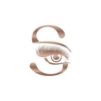 luxe schoonheid oog wimpers logo brief s vector