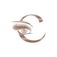 luxe schoonheid oog wimpers logo brief c vector