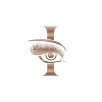 luxe schoonheid oog wimpers logo brief ik vector