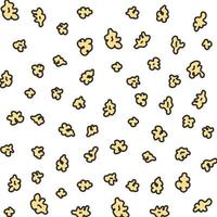 popcorn patroon voor verpakking snacks. tekening popcorn. popcorn pluizig vlokken patroon. popcorn achtergrond patroon. vector