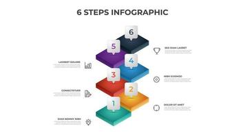 6 stappen infographic element sjabloon met 3 stack van trap, lay-out vector voor presentatie, diagram, grafiek, enz