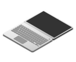 180 mate geopend laptop geïsoleerd Aan wit achtergrond met isometrische visie, vector illustratie