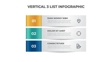 3 points van stappen, blok lijst lay-out diagram, infographic element sjabloon vector