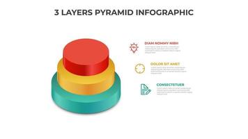 3 lagen van piramide infographic element vector, lay-out sjabloon voor presentatie, jaar- rapport, banier, enz vector