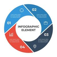 cirkel infographic element vector met 4 opties, stappen, lijst, onderdelen. kan worden gebruikt voor werkstroom, tijdlijn, banier, brochure, sociaal media na, enz