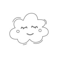 schattig wolk. contour tekening van een wolk met een gezicht en Gesloten wimpers vector